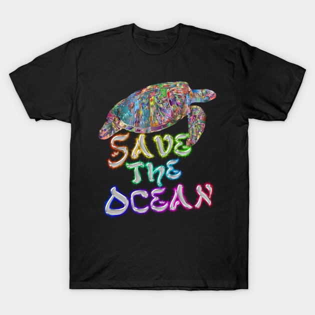 Save The Ocean - Turtle - Rainbow T-Shirt by Printaha